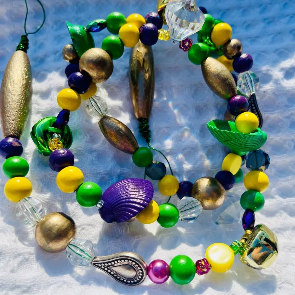 Hand Painted Beaded Mardi Gras Garland #3733